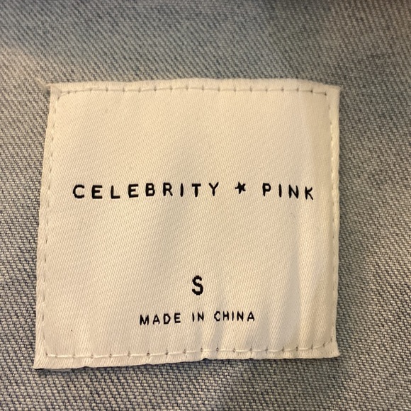 Celebrity Pink Cropped Embellished Cut Out Back Jean Jacket Size S - Picture 7 of 9